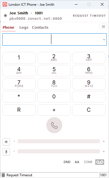 The phone showing Request Timeout in the corner.